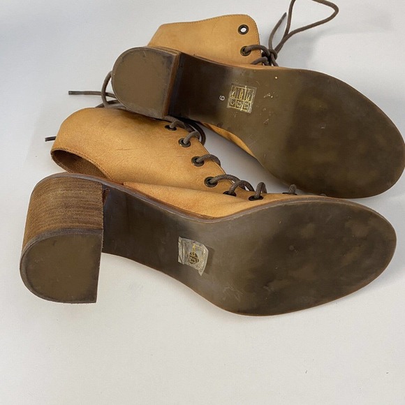 Jeffrey Campbell Free People Minimal Lace Up Bootie Sandal Cognac Leathe… - Picture 10 of 10